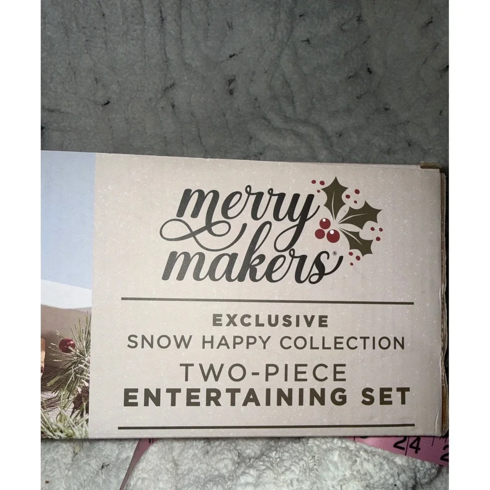 Merry Makers Snow Happy Snowman Toothpick Holder and Serving Tray Set White Red